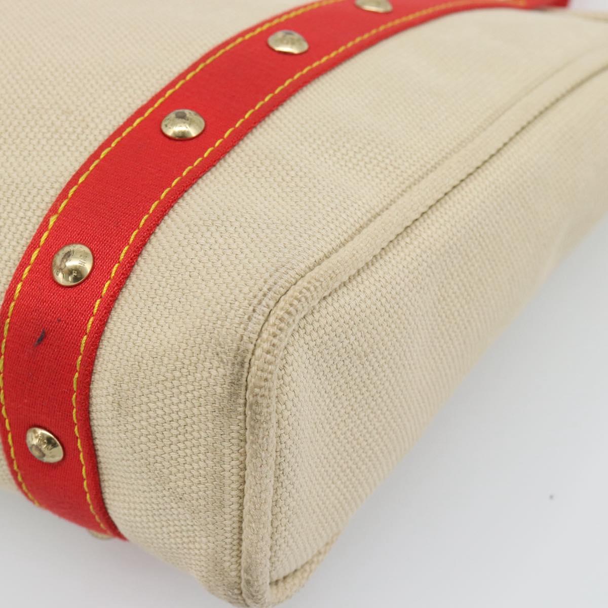 LOUIS VUITTON Antigua Cabas MM Tote Bag Beige Red M40035 LV Auth ka5465