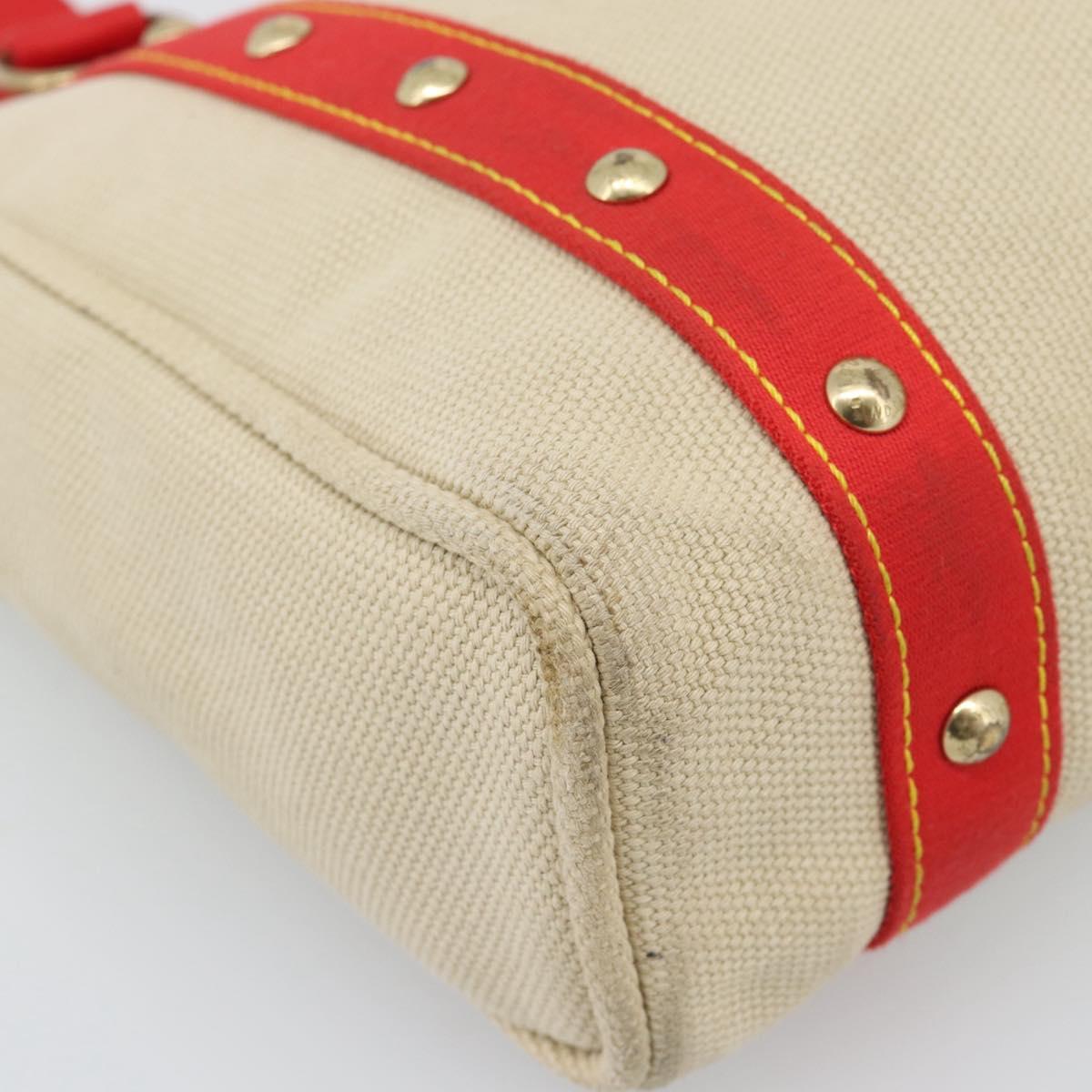 LOUIS VUITTON Antigua Cabas MM Tote Bag Beige Red M40035 LV Auth ka5465
