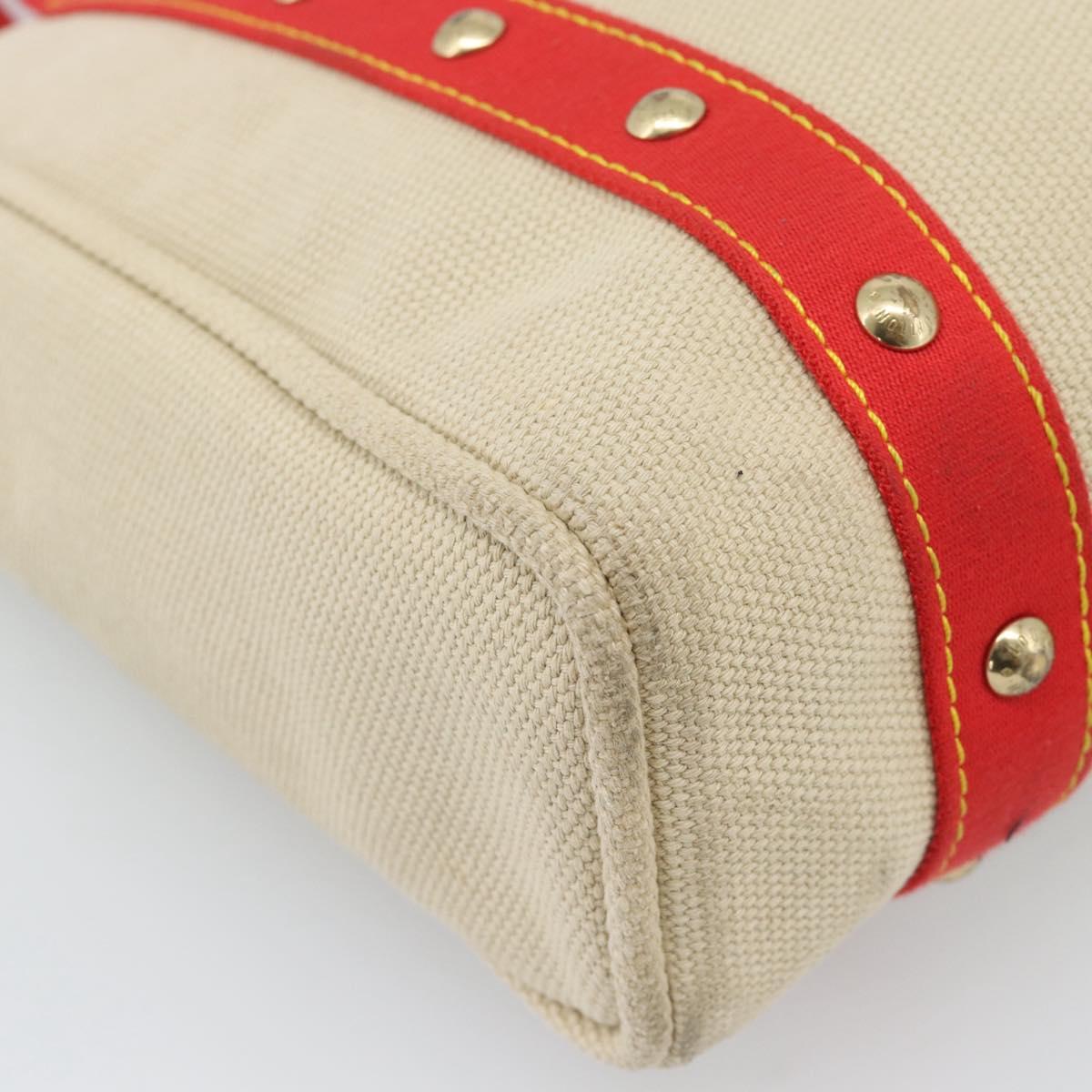 LOUIS VUITTON Antigua Cabas MM Tote Bag Beige Red M40035 LV Auth ka5465