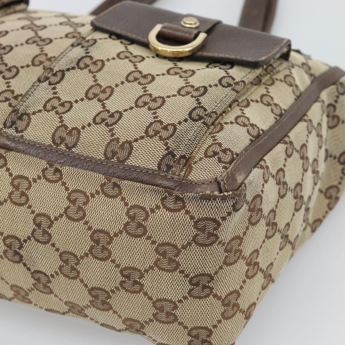 GUCCI GG Canvas Abbey Tote Bag Beige Gold Tone 146247 Auth ka5466