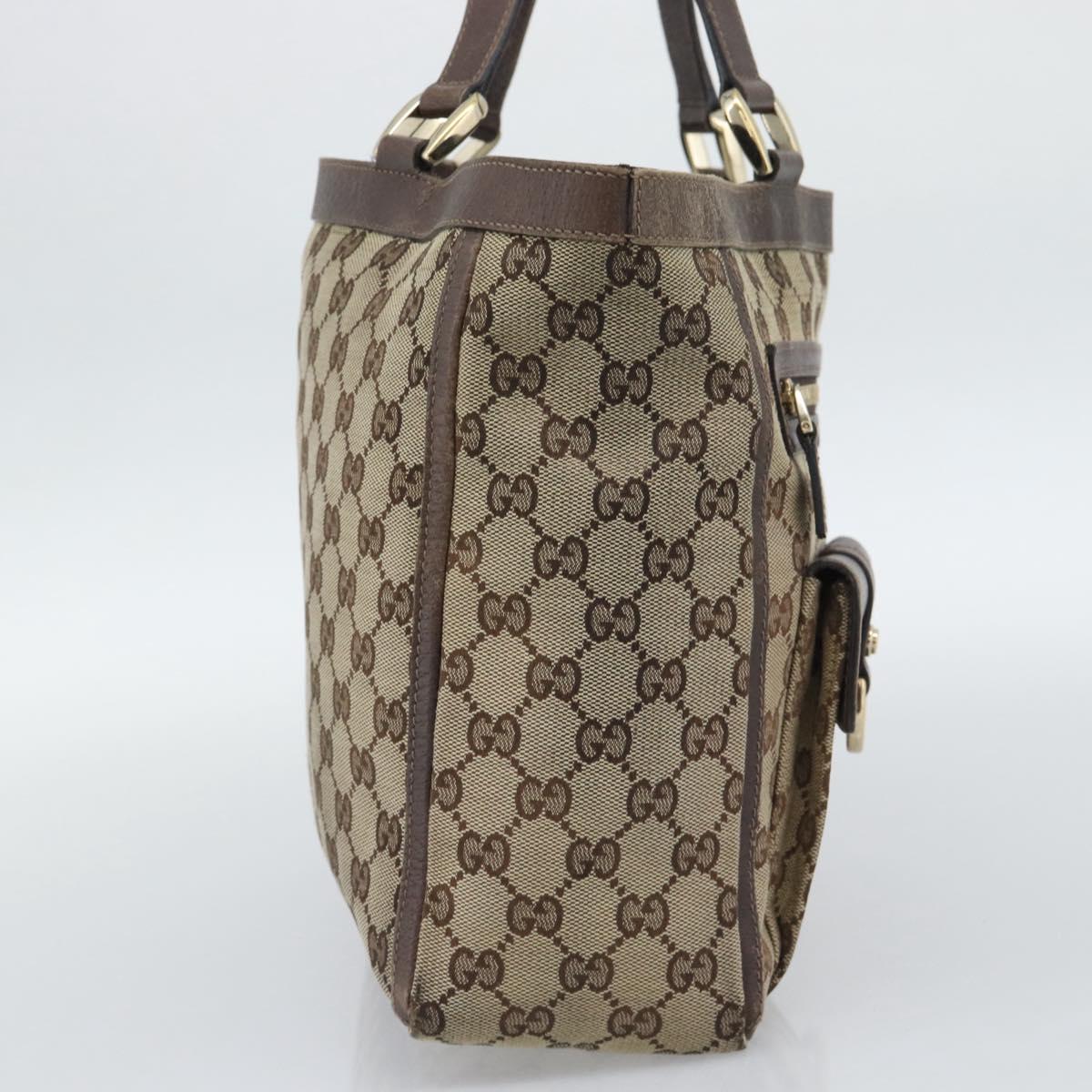 GUCCI GG Canvas Abbey Tote Bag Beige Gold Tone 146247 Auth ka5466