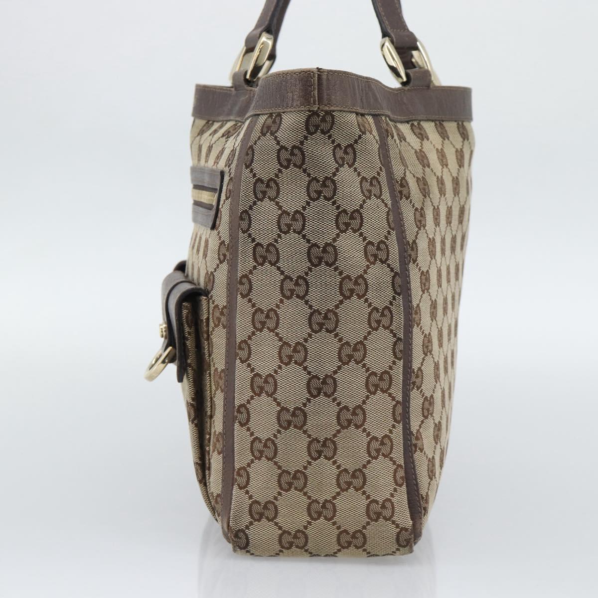 GUCCI GG Canvas Abbey Tote Bag Beige Gold Tone 146247 Auth ka5466