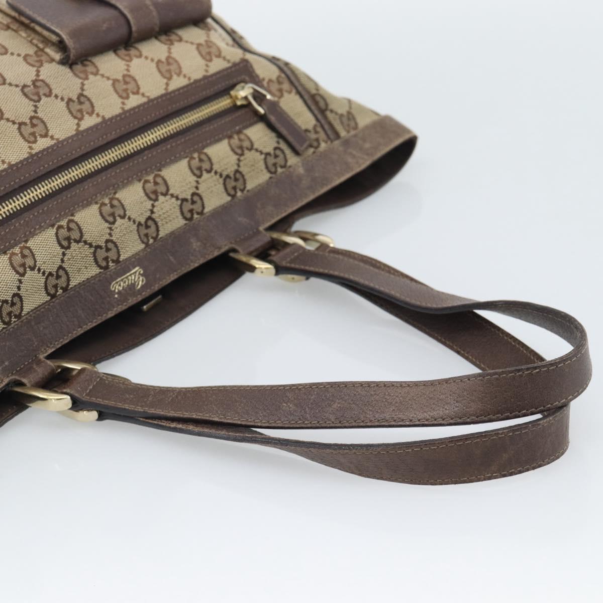 GUCCI GG Canvas Abbey Tote Bag Beige Gold Tone 146247 Auth ka5466