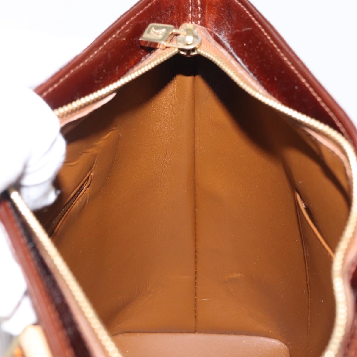 LOUIS VUITTON Monogram Vernis Houston Hand Bag Bronze M91122 LV Auth ka547