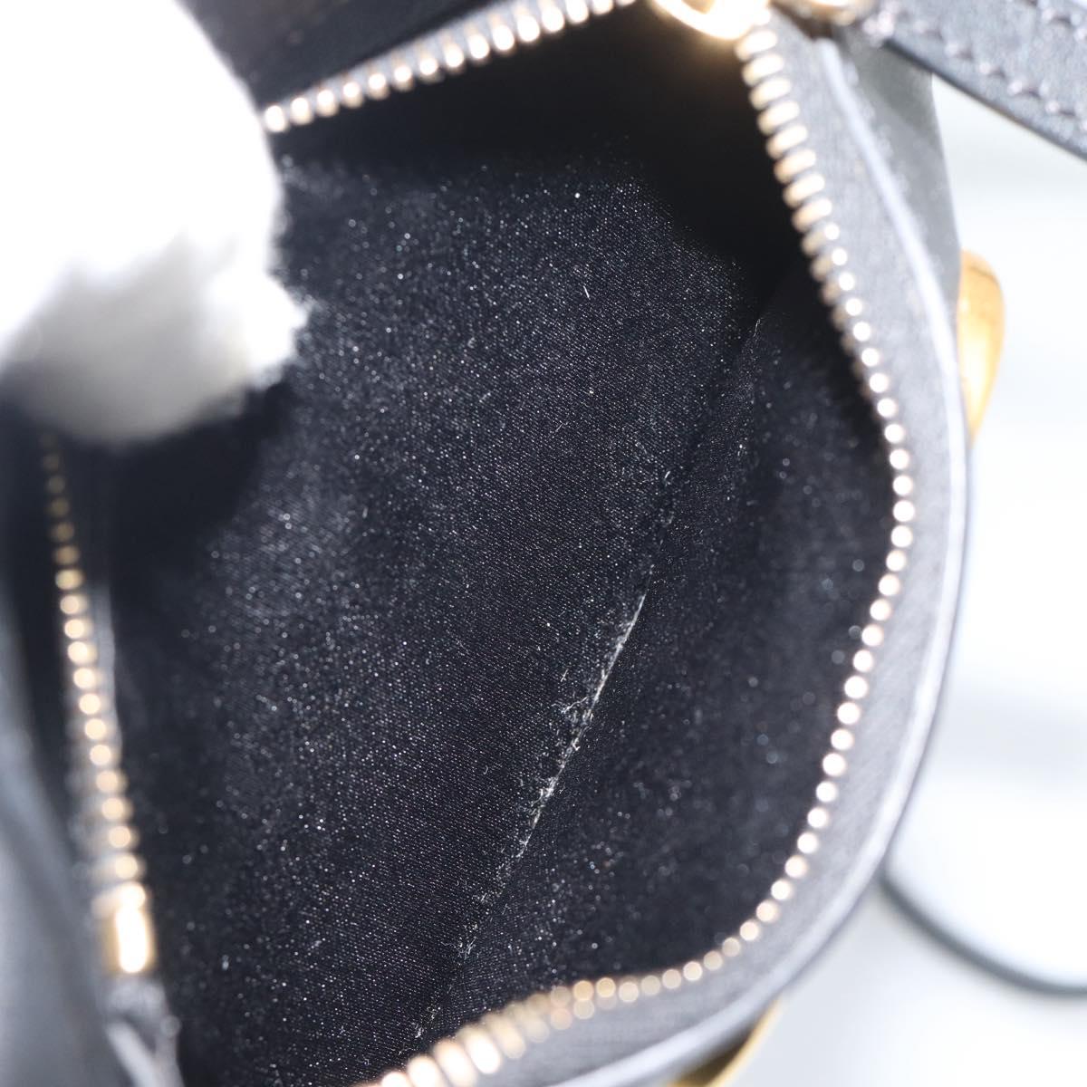 VALENTINO Shoulder Bag Leather Black Gold Tone Auth ka5473A