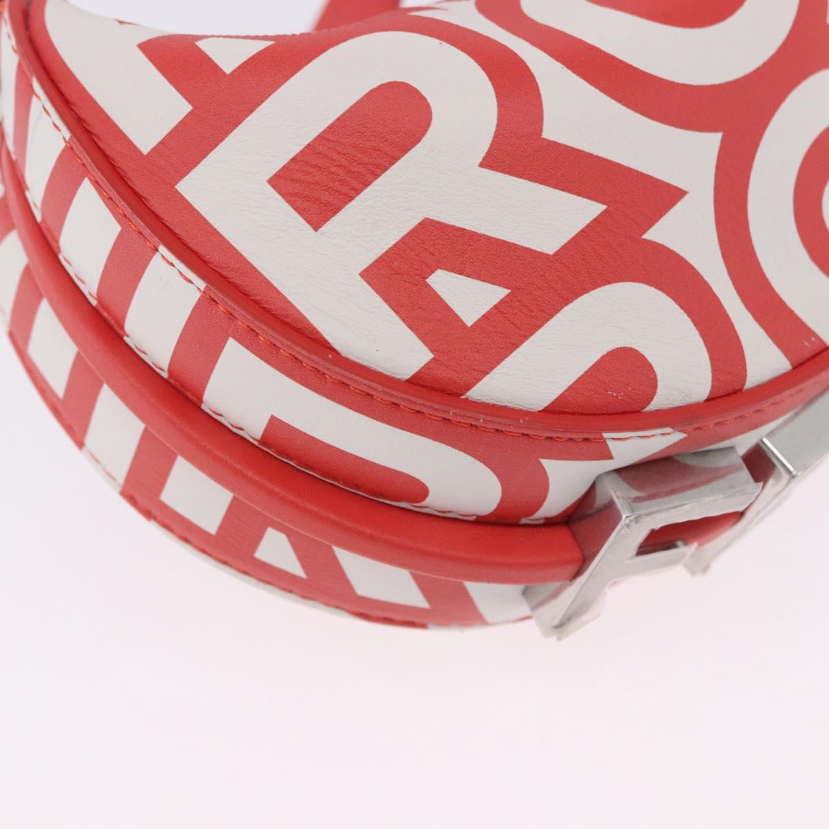 FENDI Nanofendigraphy Hand Bag Leather Red Silver Auth ka5475M