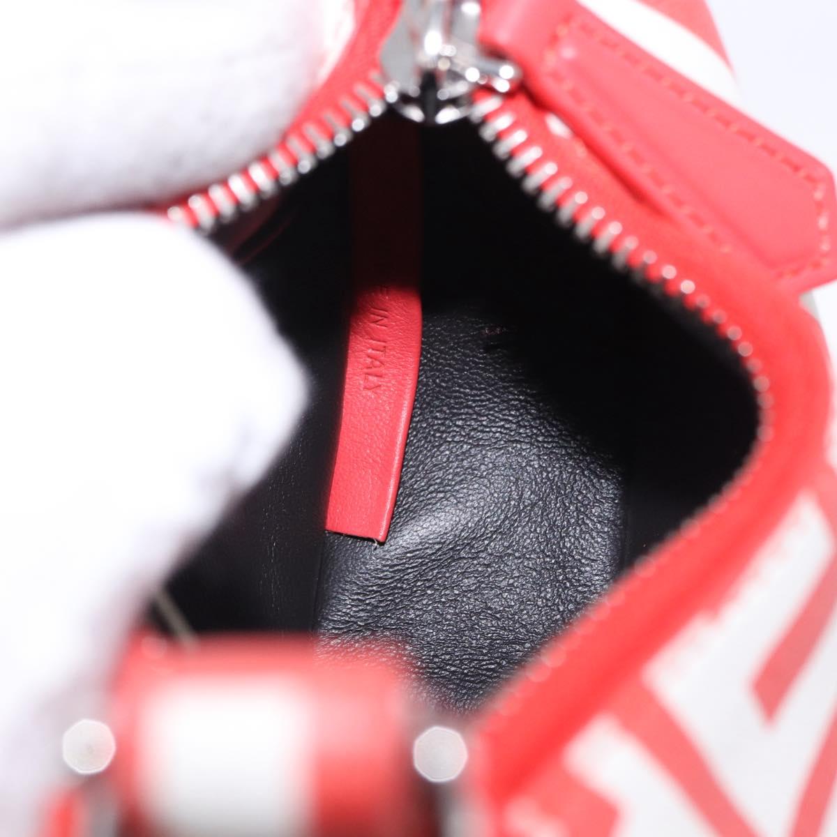FENDI Nanofendigraphy Hand Bag Leather Red Silver Auth ka5475M