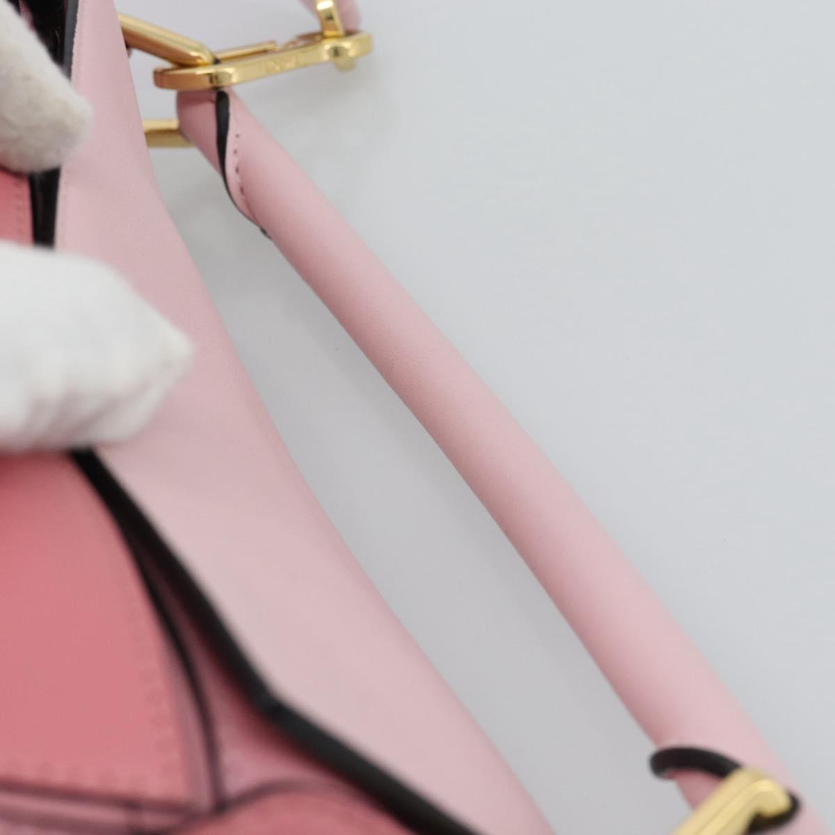 LOEWE Puzzle Small Hand Bag Leather 2way Pink Gold Tone Auth ka5476V