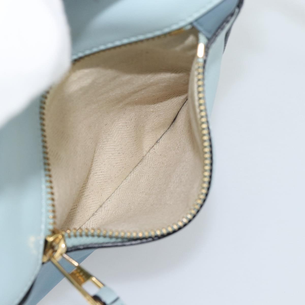 LOEWE Puzzle Small Hand Bag Leather 2way Light Blue Gold Tone Auth ka5477V