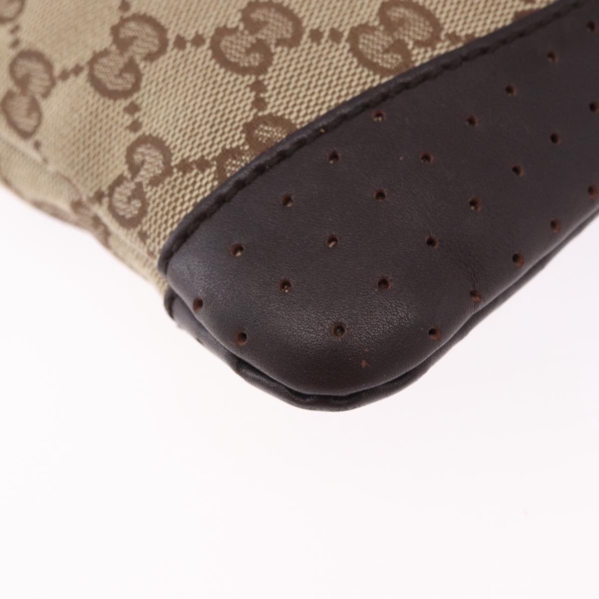 GUCCI GG Canvas Shoulder Bag Beige Silver 147671 Auth ka5478