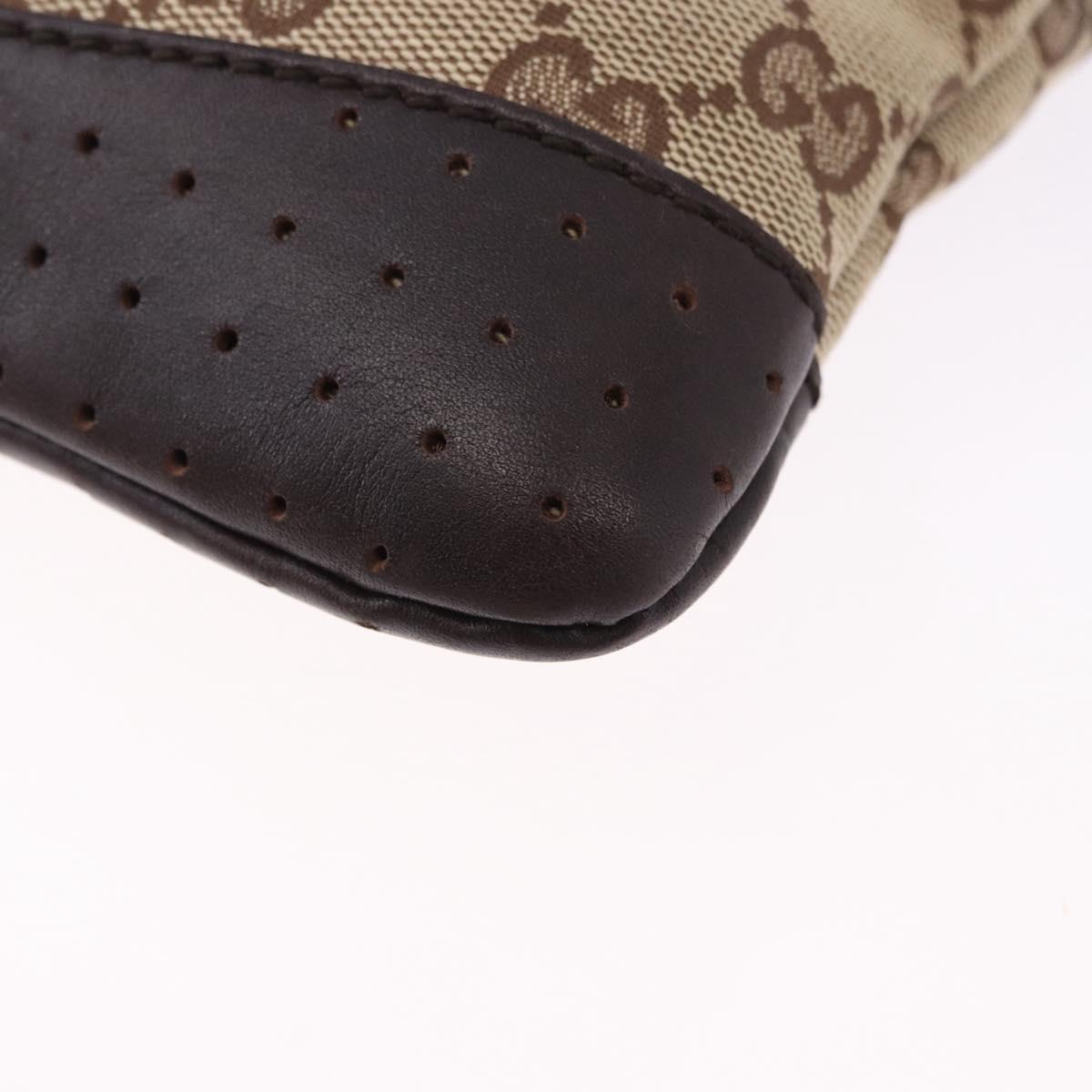 GUCCI GG Canvas Shoulder Bag Beige Silver 147671 Auth ka5478