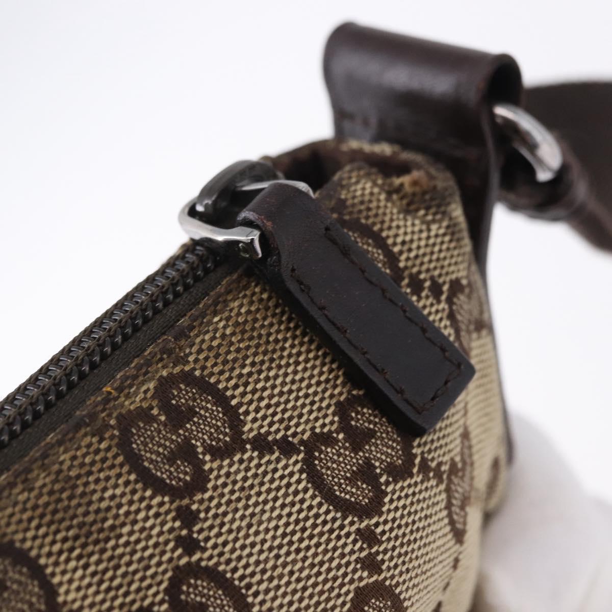 GUCCI GG Canvas Shoulder Bag Beige Silver 147671 Auth ka5478