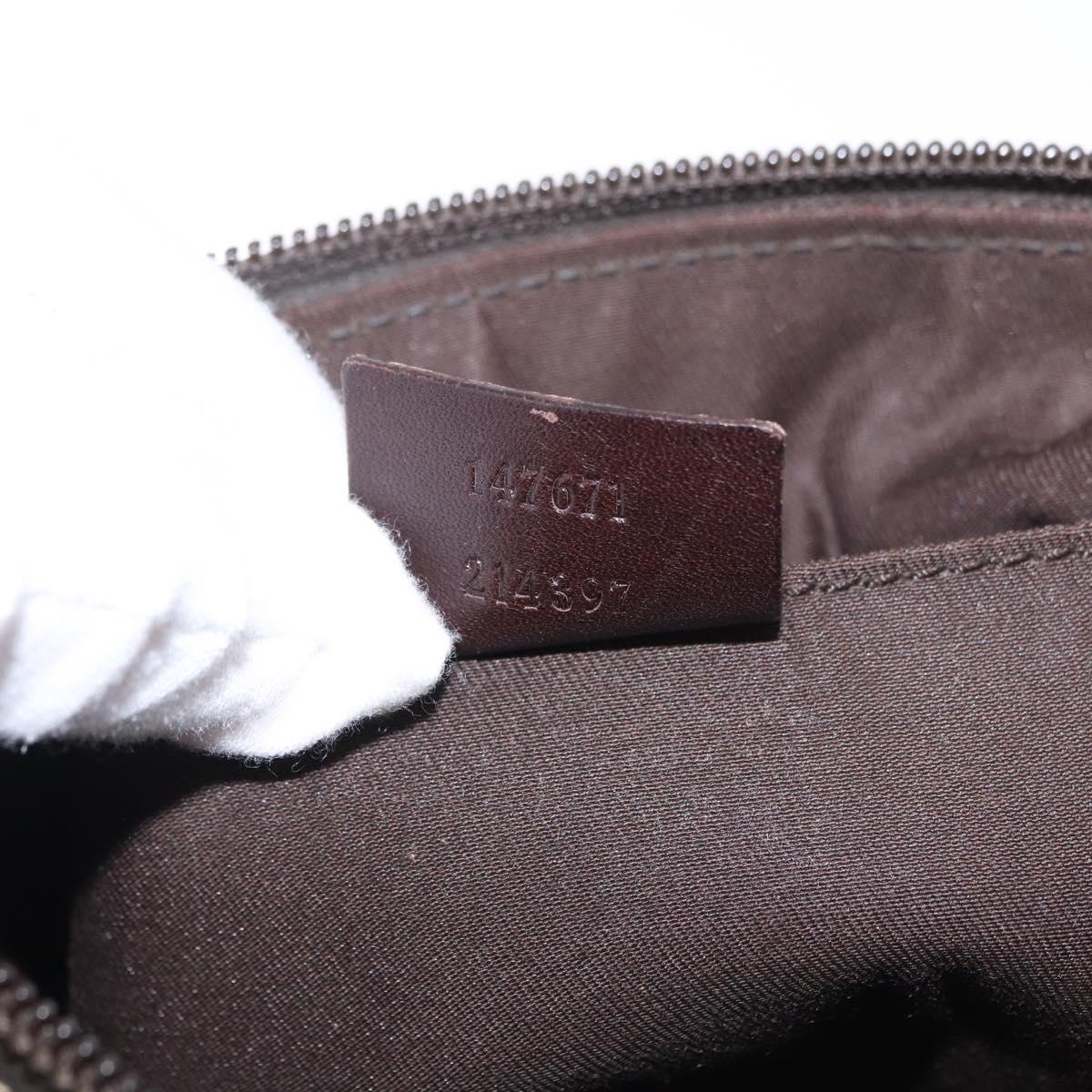 GUCCI GG Canvas Shoulder Bag Beige Silver 147671 Auth ka5478
