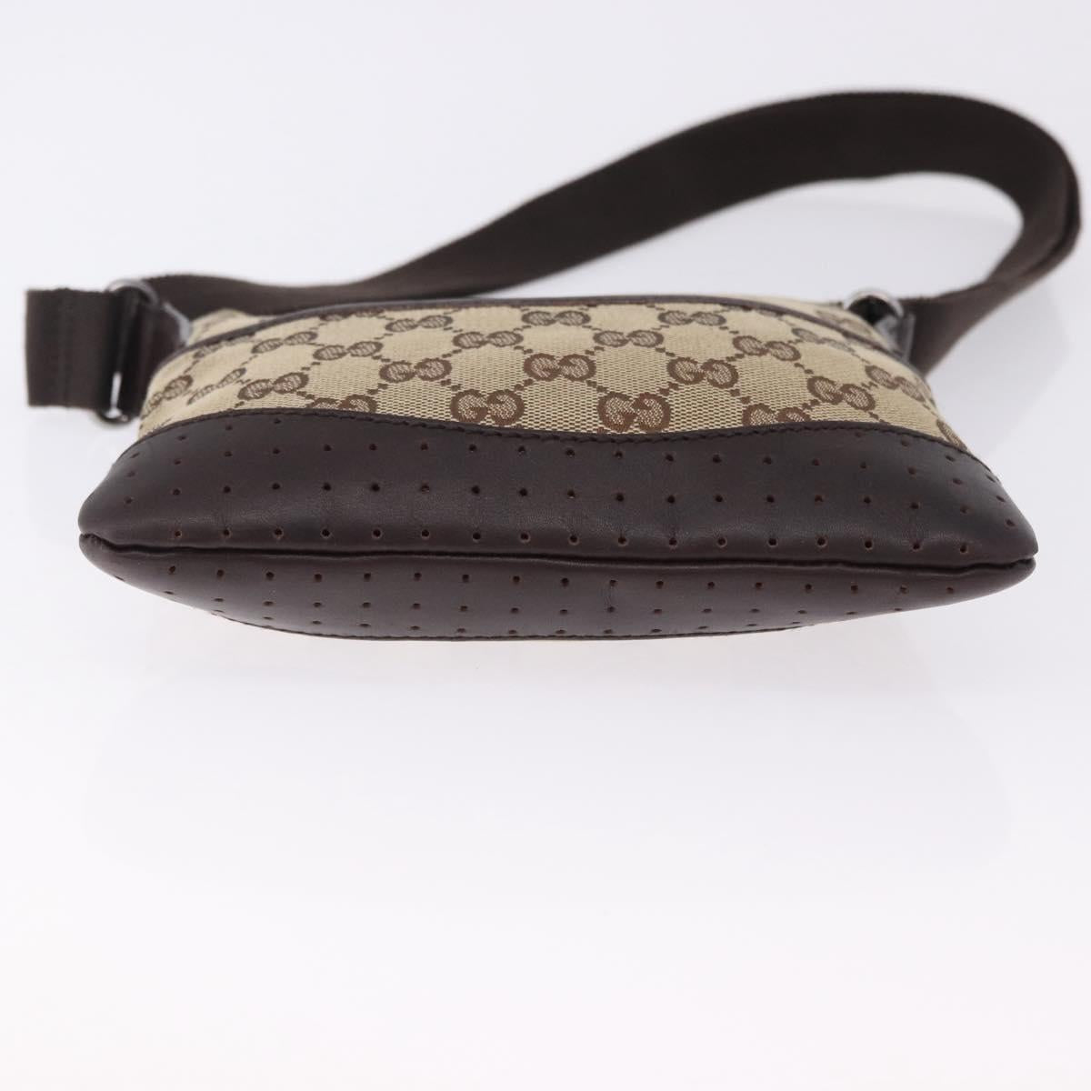 GUCCI GG Canvas Shoulder Bag Beige Silver 147671 Auth ka5478