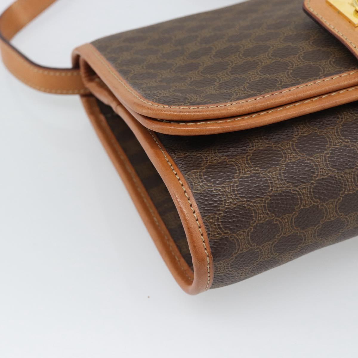 CELINE Macadam Shoulder Bag PVC Leather Brown Gold Tone Auth ka5479A