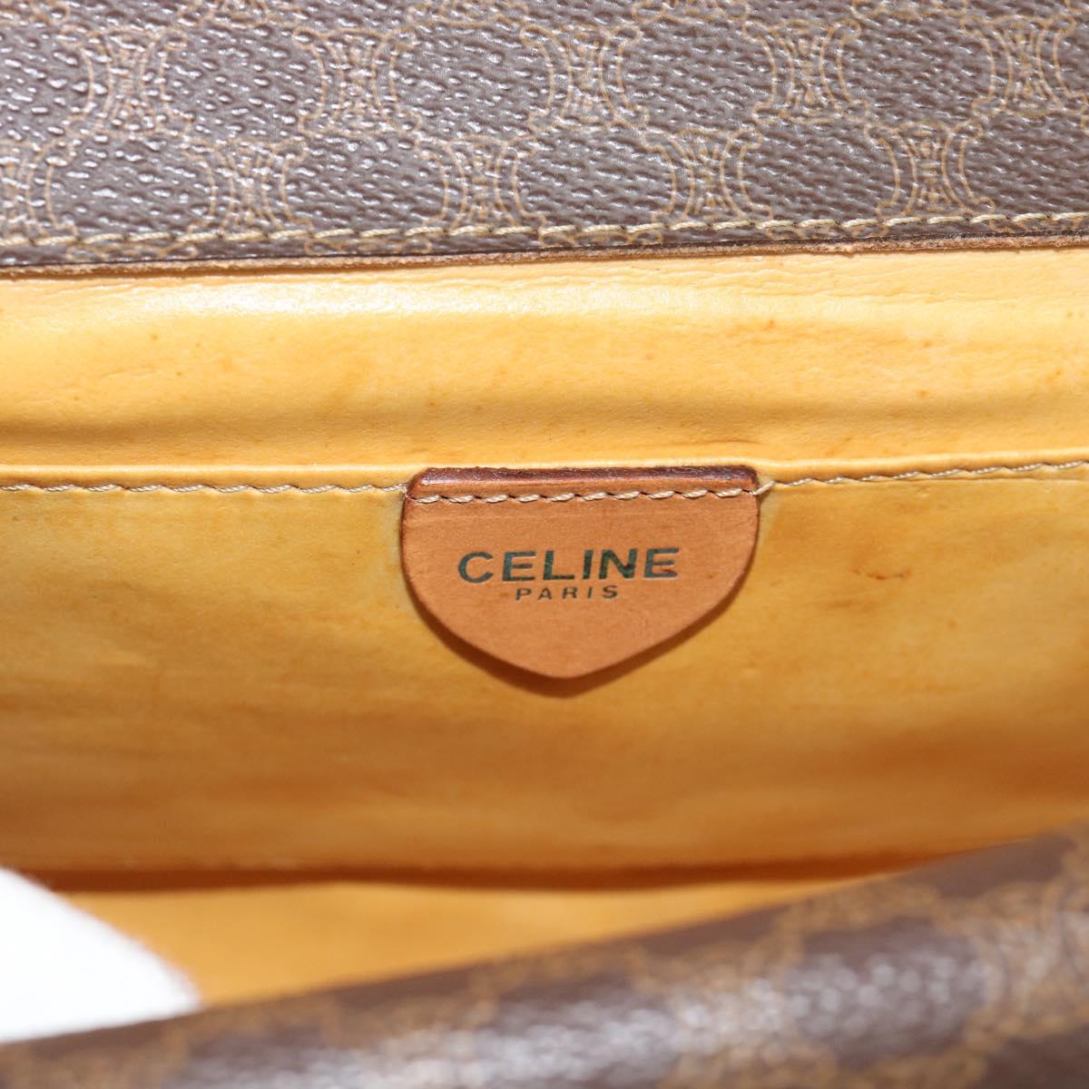 CELINE Macadam Shoulder Bag PVC Leather Brown Gold Tone Auth ka5479A