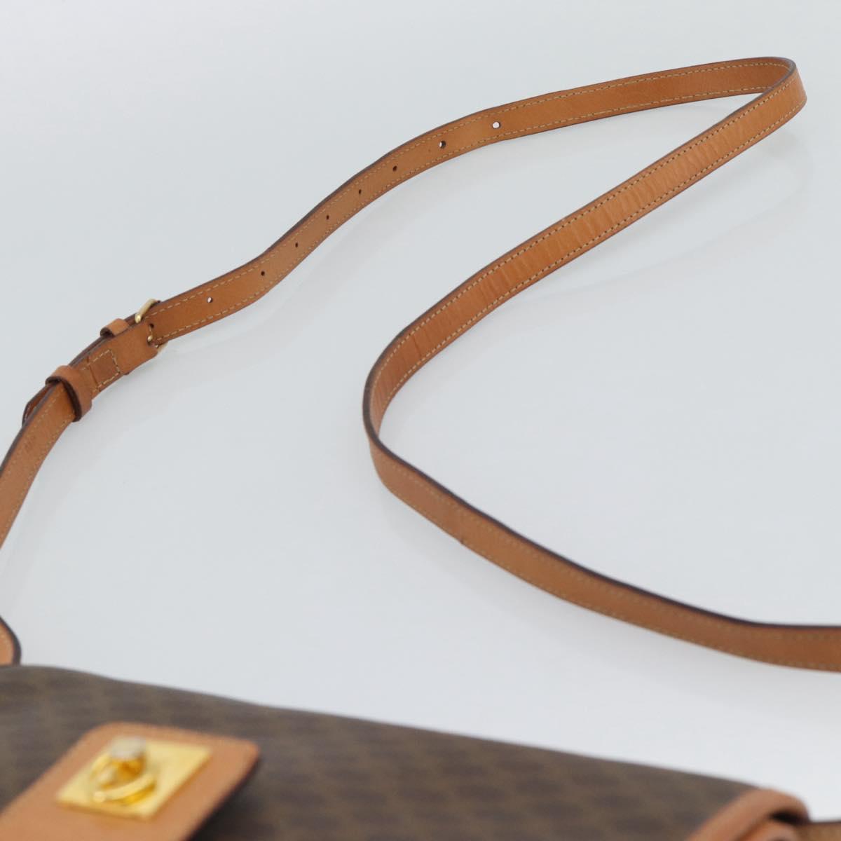 CELINE Macadam Shoulder Bag PVC Leather Brown Gold Tone Auth ka5479A
