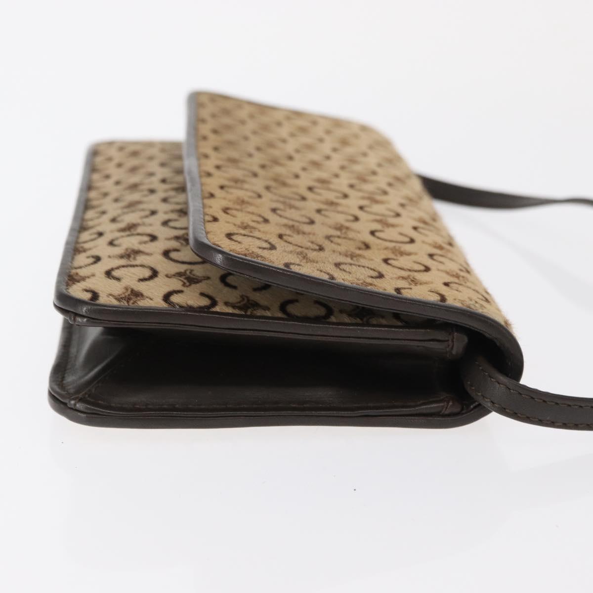 CELINE C Macadam Canvas Shoulder Bag Canvas Beige Gold Auth ka548