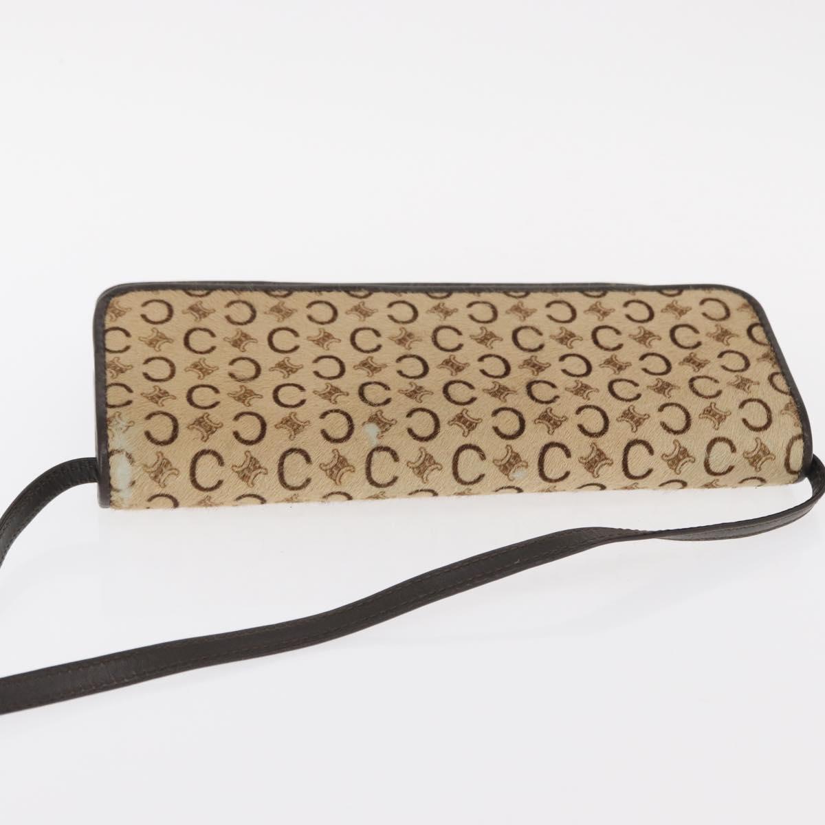 CELINE C Macadam Canvas Shoulder Bag Canvas Beige Gold Auth ka548