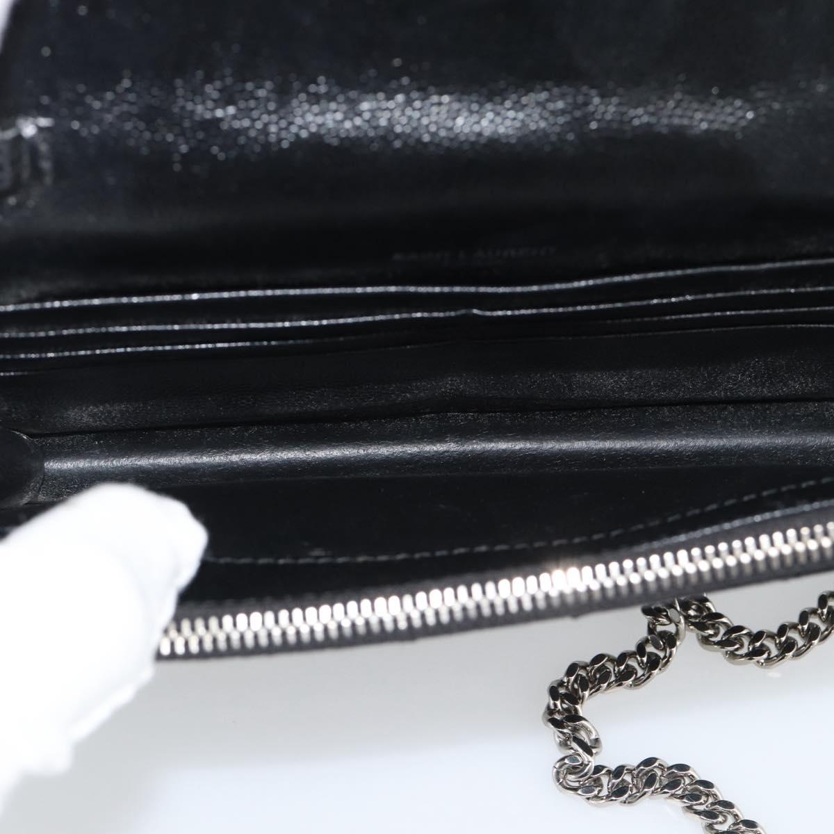 SAINT LAURENT Chain Shoulder Bag Leather Black Silver 742920 Auth ka5481V