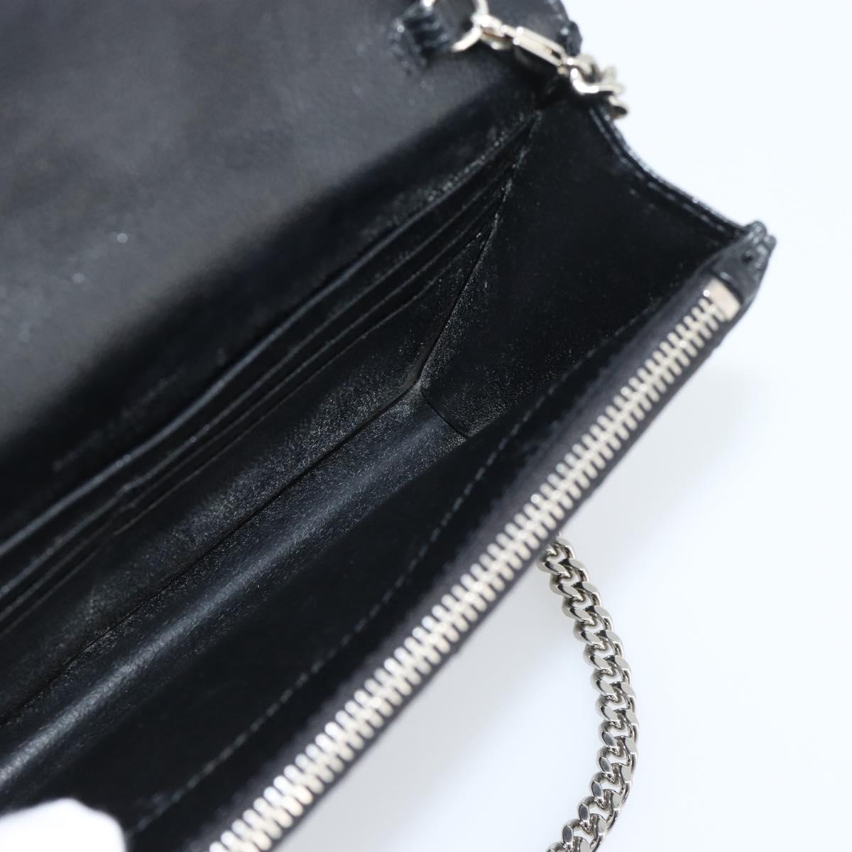 SAINT LAURENT Chain Shoulder Bag Leather Black Silver 742920 Auth ka5481V