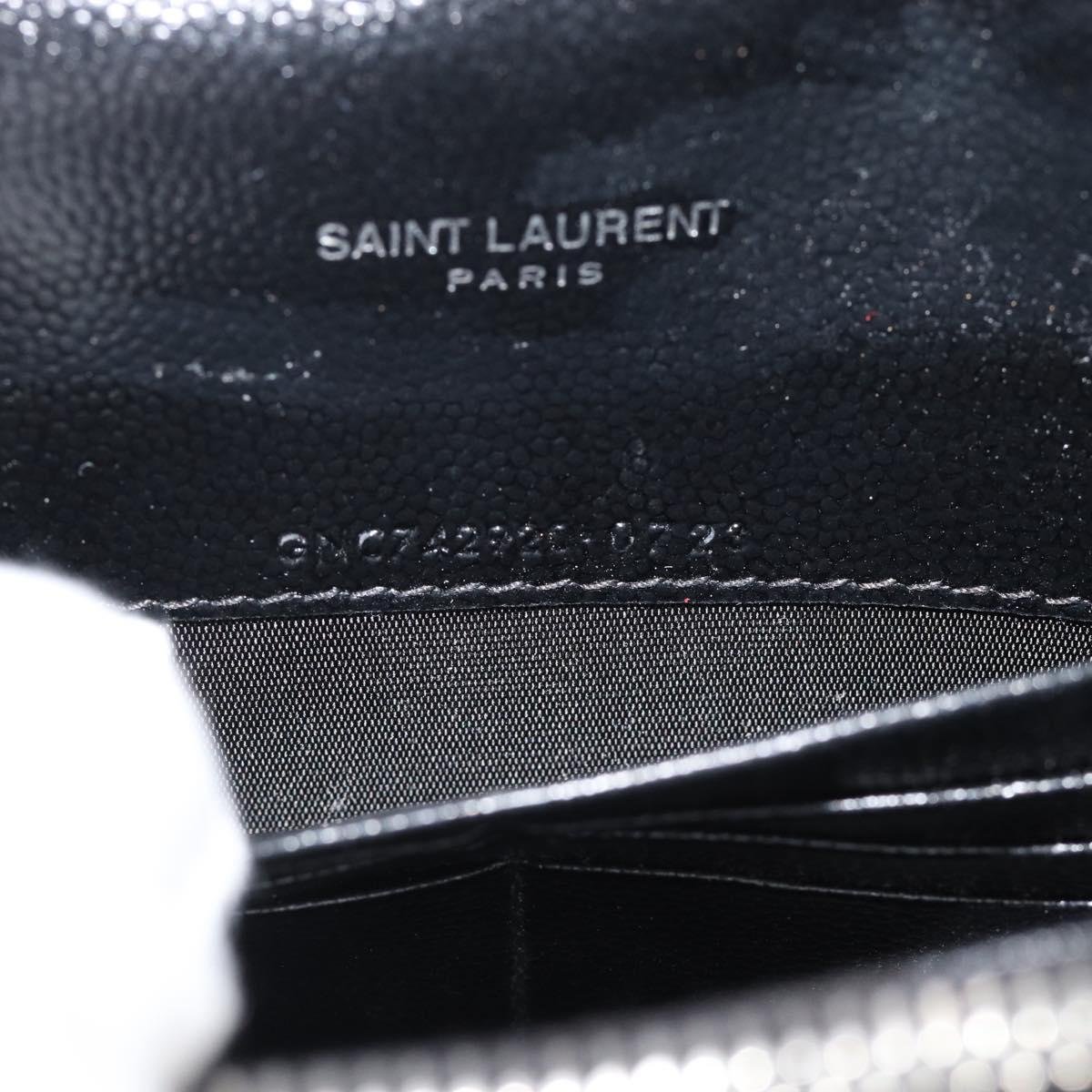 SAINT LAURENT Chain Shoulder Bag Leather Black Silver 742920 Auth ka5481V