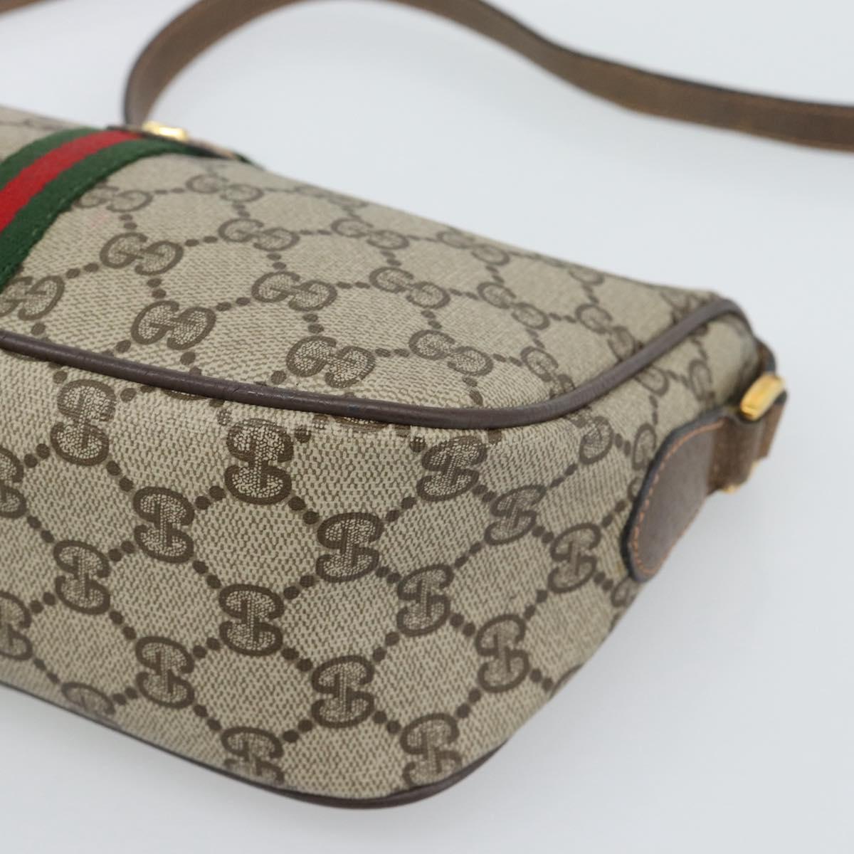 GUCCI GG Supreme Web Sherry Line Shoulder Bag PVC Beige 89 02 054 Auth ka5486