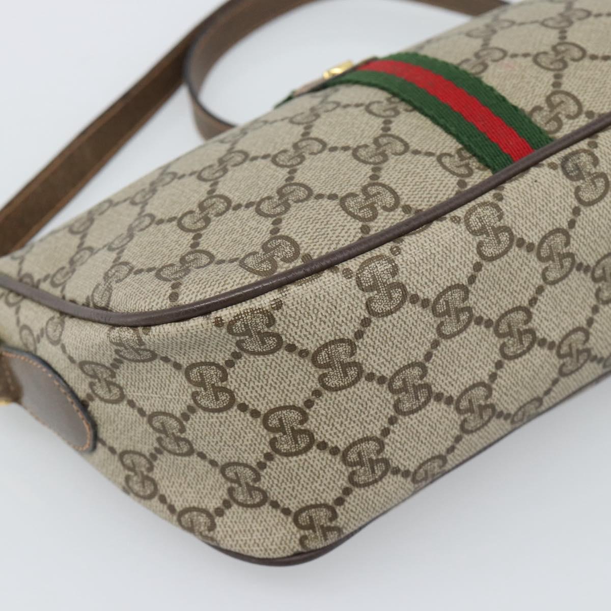 GUCCI GG Supreme Web Sherry Line Shoulder Bag PVC Beige 89 02 054 Auth ka5486