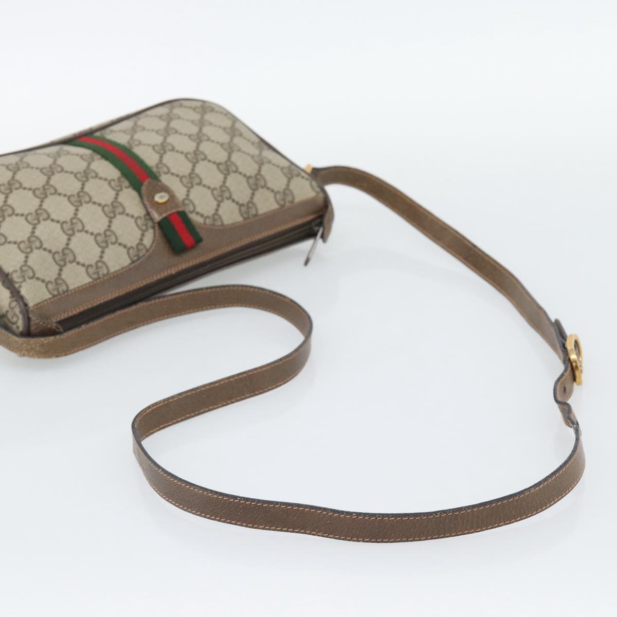 GUCCI GG Supreme Web Sherry Line Shoulder Bag PVC Beige 89 02 054 Auth ka5486