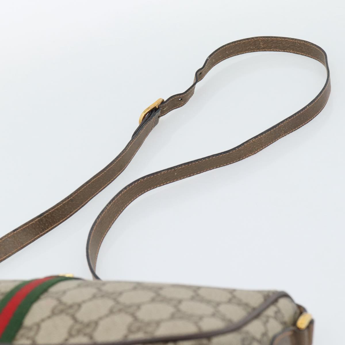 GUCCI GG Supreme Web Sherry Line Shoulder Bag PVC Beige 89 02 054 Auth ka5486