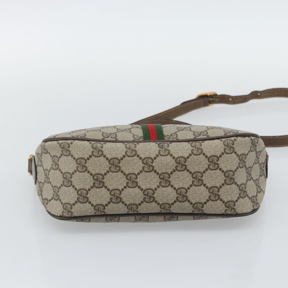 GUCCI GG Supreme Web Sherry Line Shoulder Bag PVC Beige 89 02 054 Auth ka5486