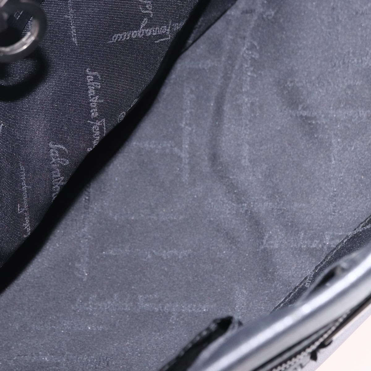 Salvatore Ferragamo Hand Bag Leather Black Silver Auth ka5488