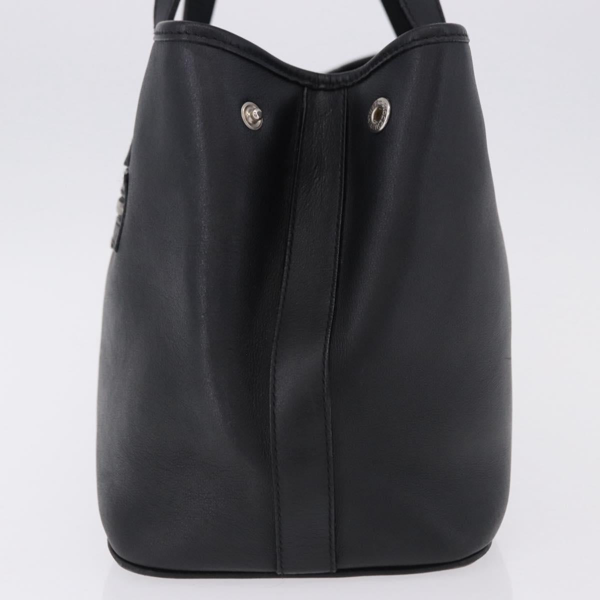 Salvatore Ferragamo Hand Bag Leather Black Silver Auth ka5488