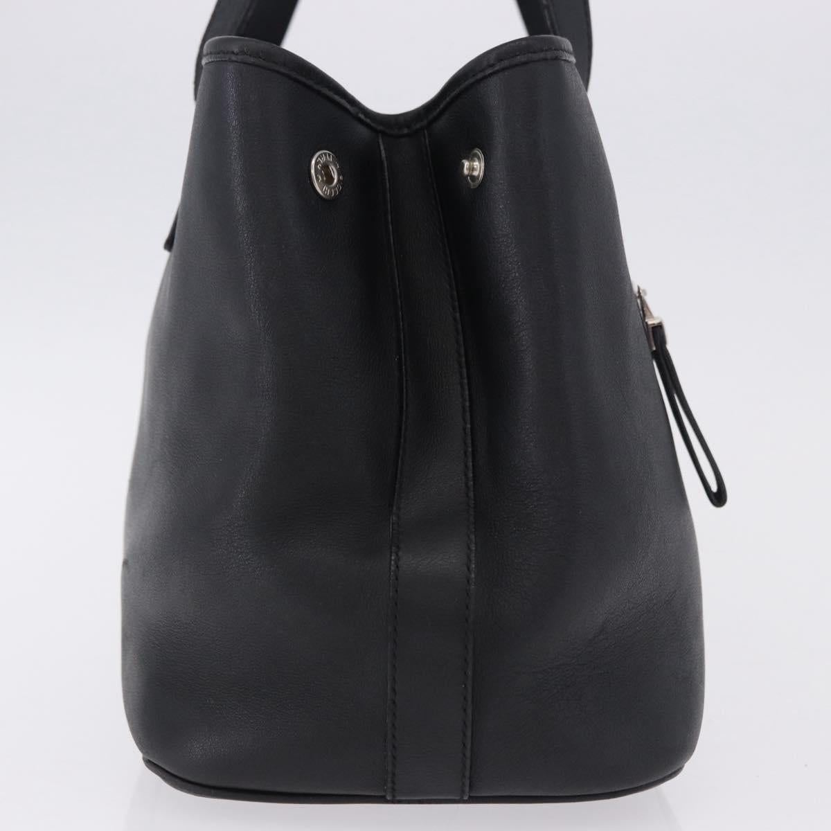 Salvatore Ferragamo Hand Bag Leather Black Silver Auth ka5488