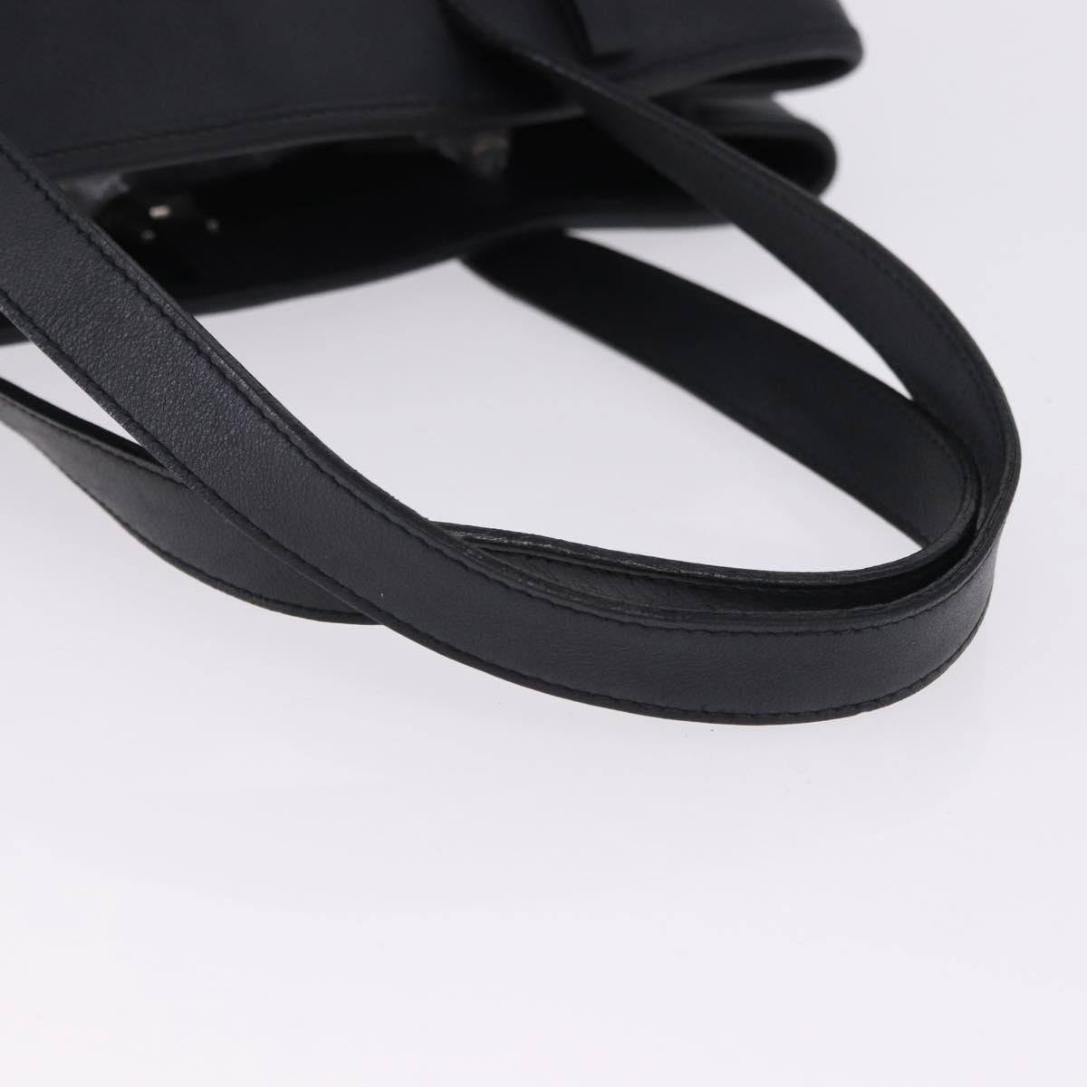 Salvatore Ferragamo Hand Bag Leather Black Silver Auth ka5488