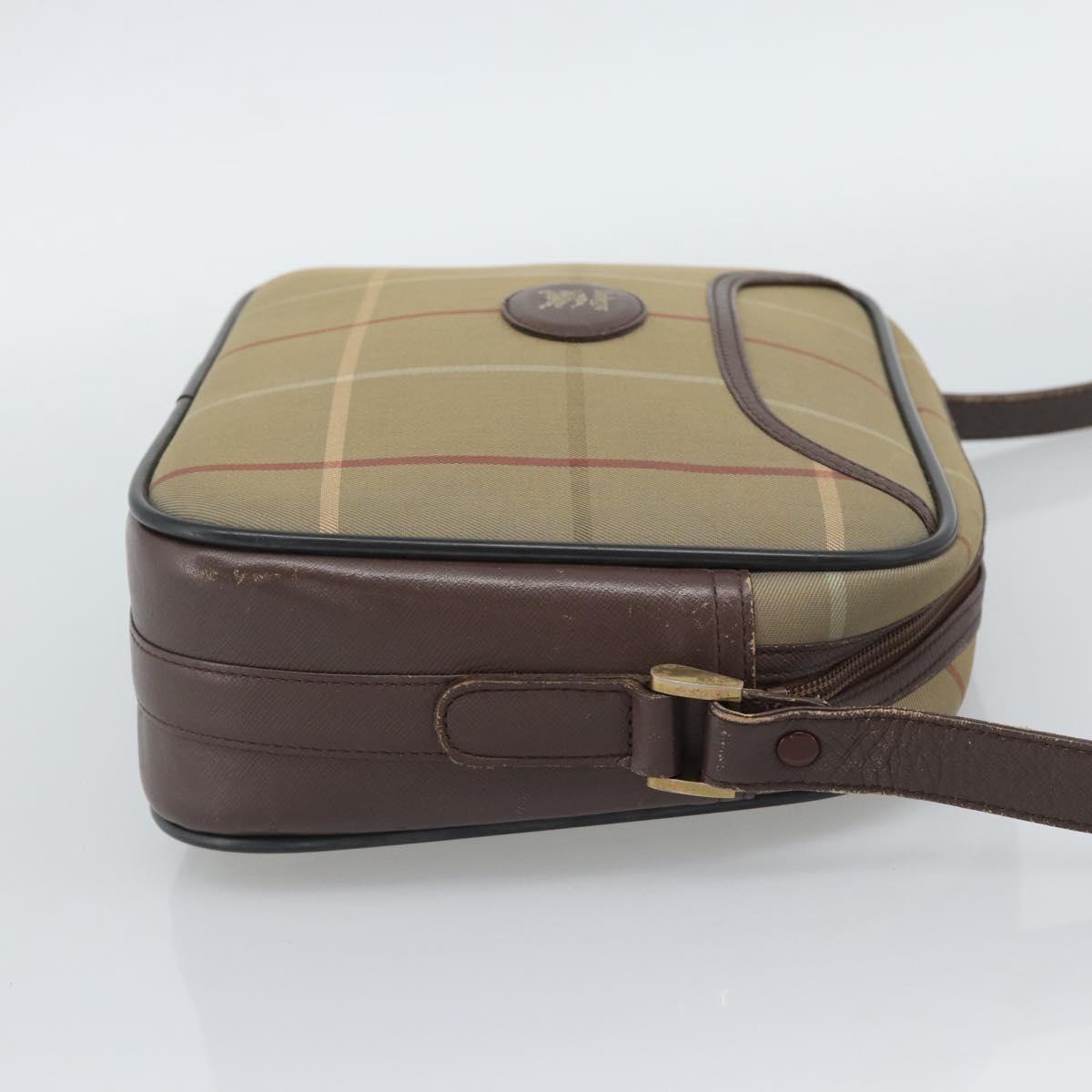 Burberrys Nova Check Shoulder Bag Canvas Beige Gold Tone Auth ka5489