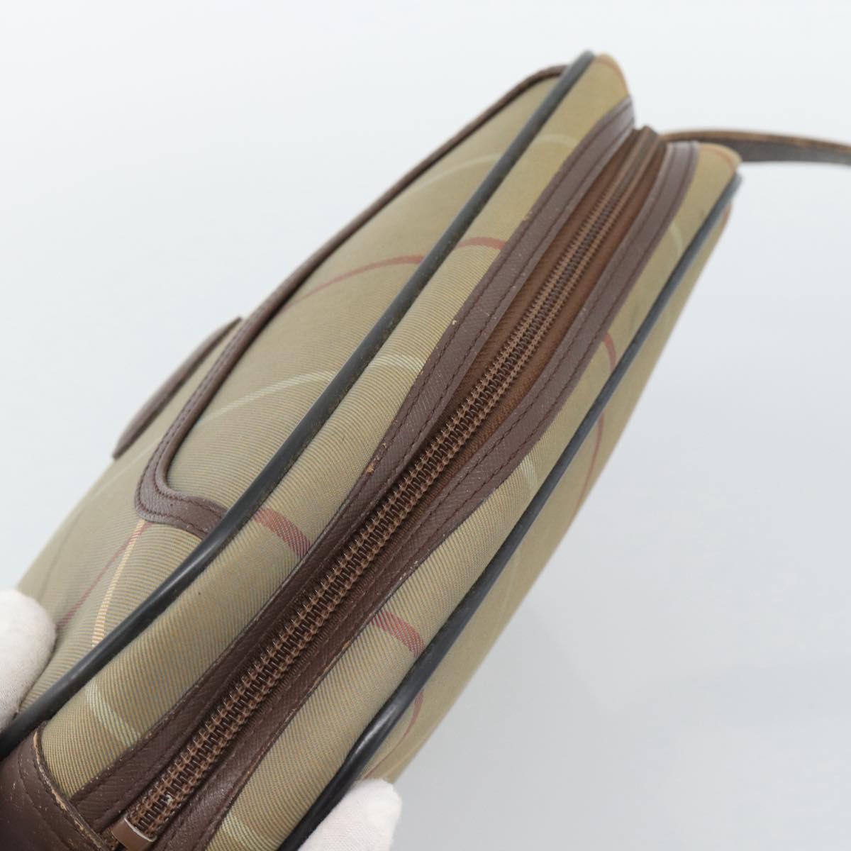 Burberrys Nova Check Shoulder Bag Canvas Beige Gold Tone Auth ka5489