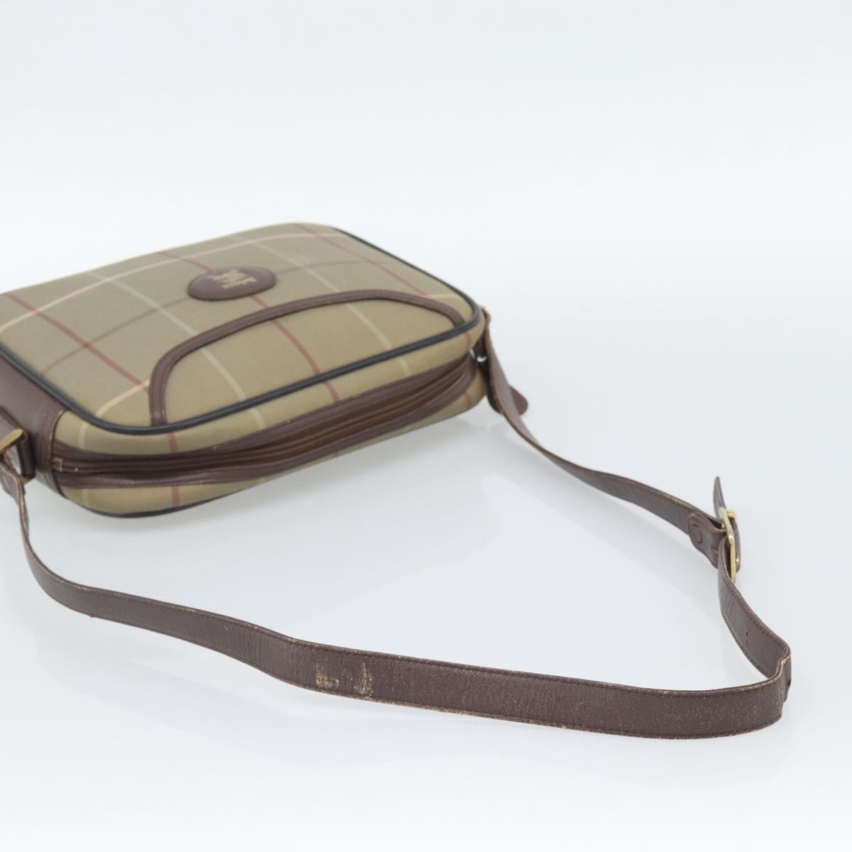 Burberrys Nova Check Shoulder Bag Canvas Beige Gold Tone Auth ka5489