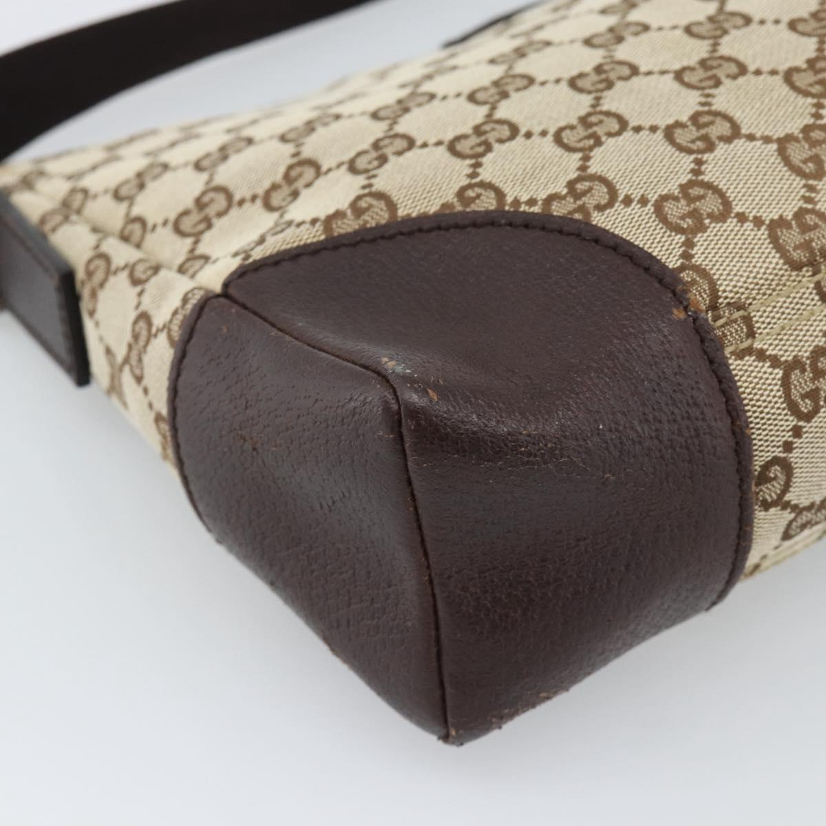 GUCCI GG Canvas Shoulder Bag Beige Silver 11427 Auth ka5492