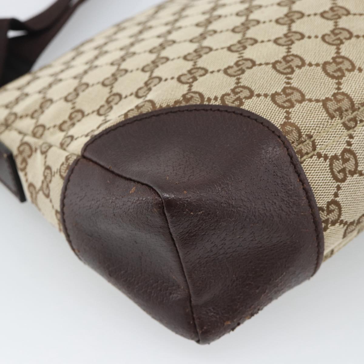 GUCCI GG Canvas Shoulder Bag Beige Silver 11427 Auth ka5492
