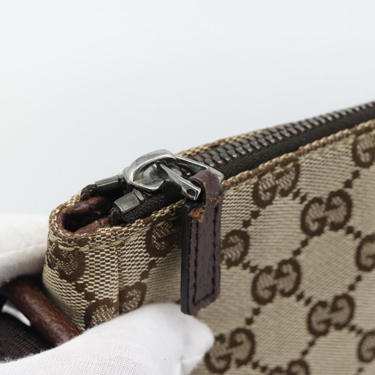 GUCCI GG Canvas Shoulder Bag Beige Silver 11427 Auth ka5492