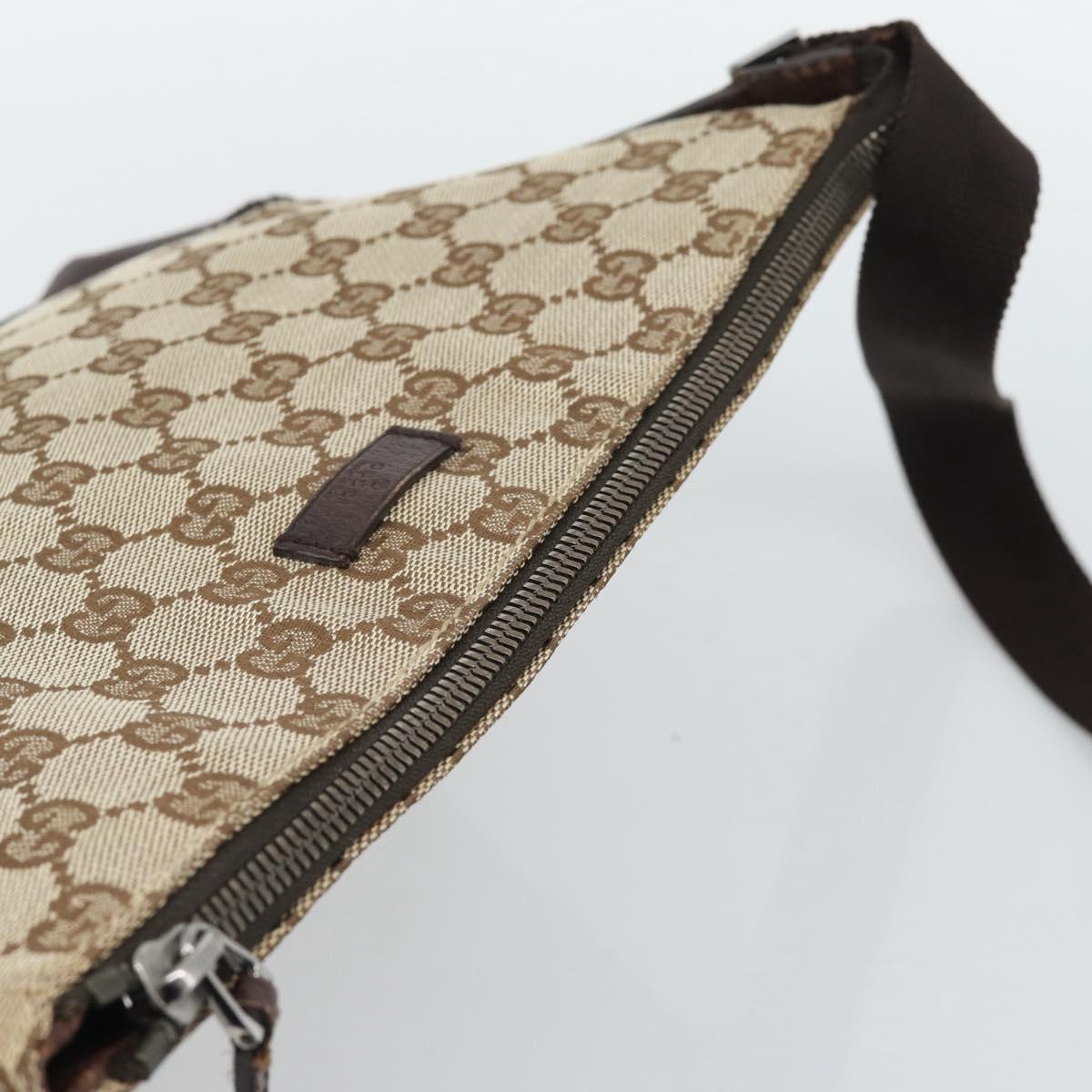 GUCCI GG Canvas Shoulder Bag Beige Silver 11427 Auth ka5492