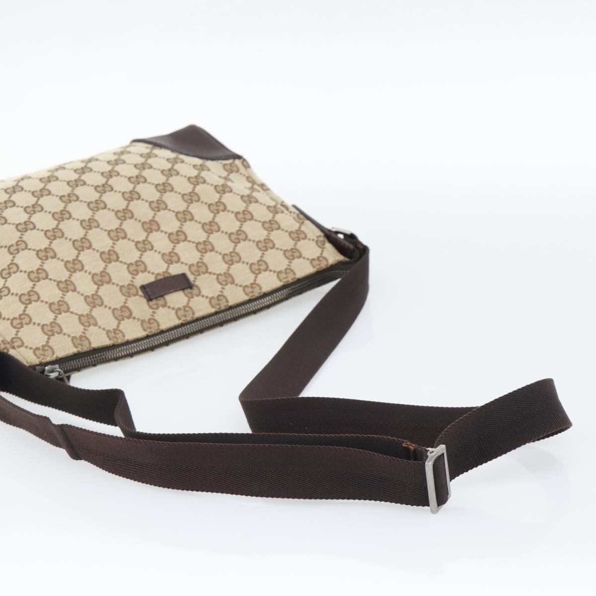 GUCCI GG Canvas Shoulder Bag Beige Silver 11427 Auth ka5492