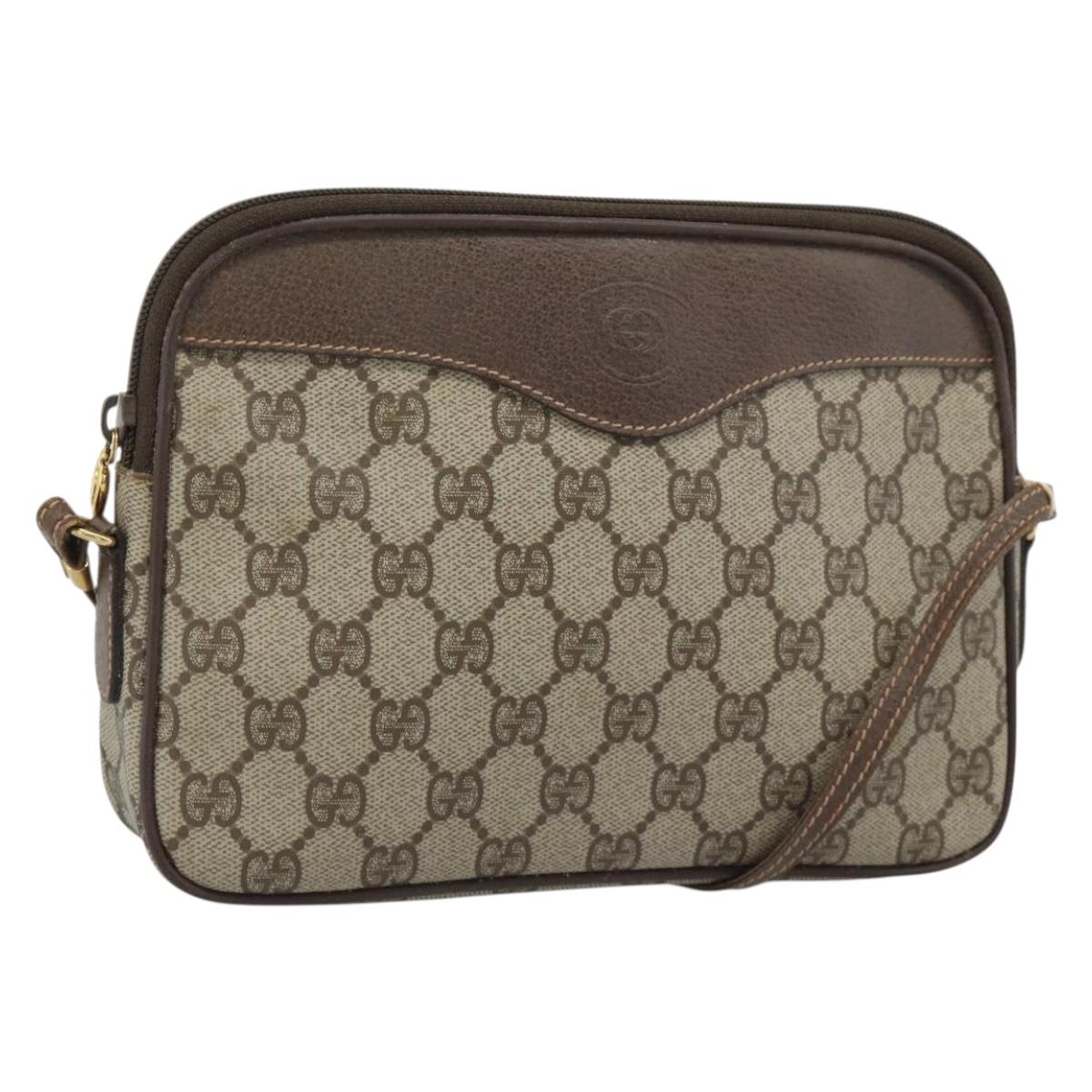 GUCCI GG Supreme Shoulder Bag PVC Leather Beige Gold 007 115 6428 Auth ka5493