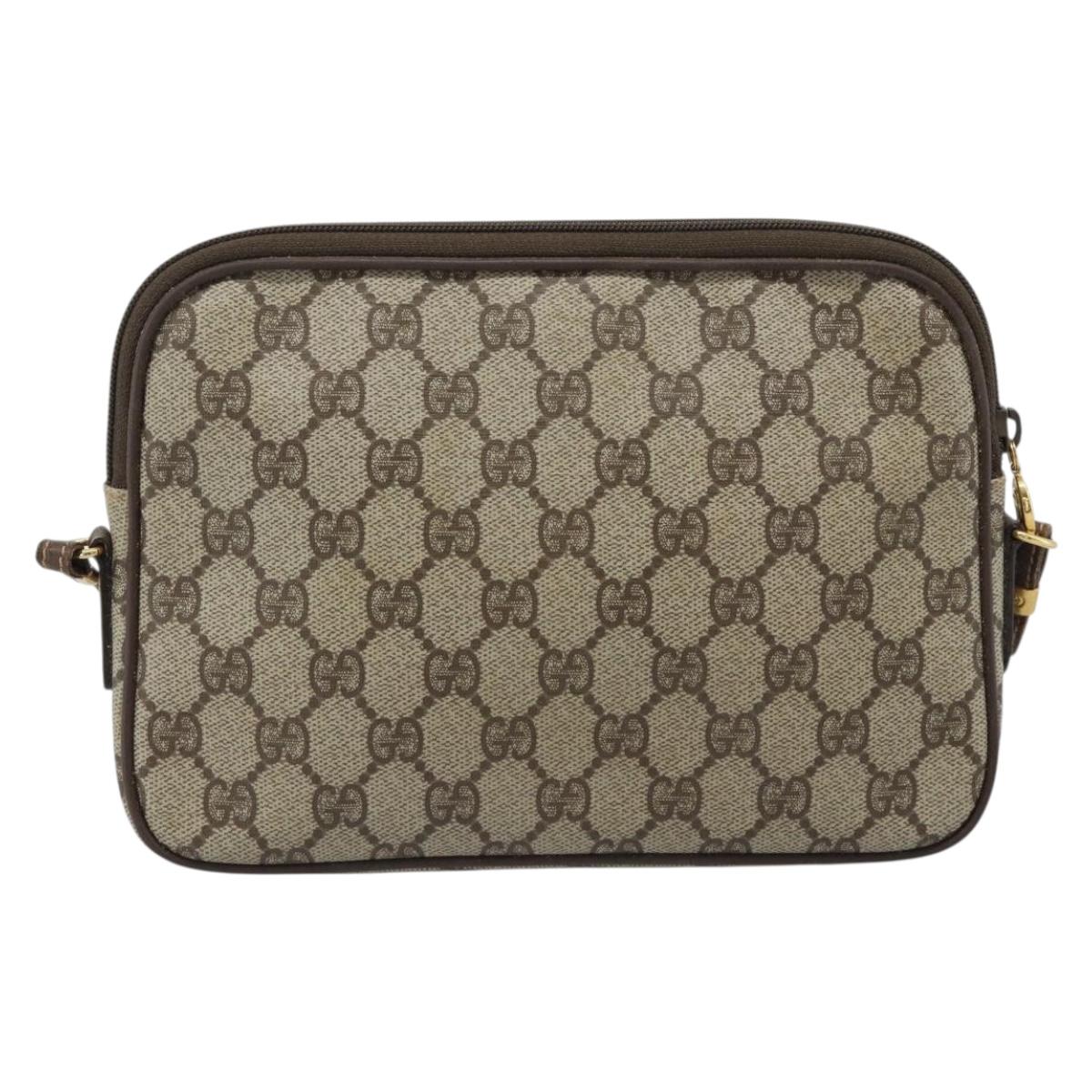 GUCCI GG Supreme Shoulder Bag PVC Leather Beige Gold 007 115 6428 Auth ka5493