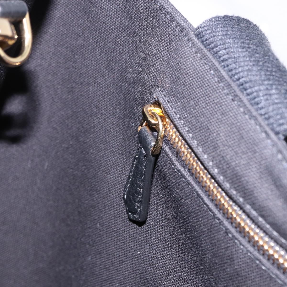 FENDI FENDACE Tote Bag Canvas 2way Black Gold 7VA558 Auth ka5494M