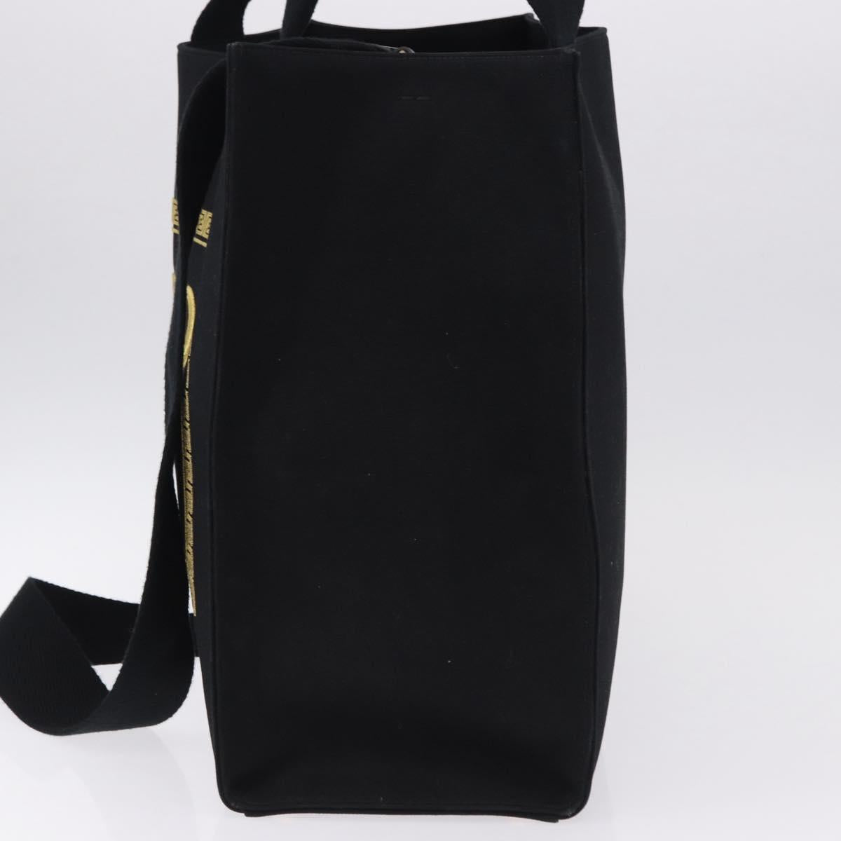 FENDI FENDACE Tote Bag Canvas 2way Black Gold 7VA558 Auth ka5494M