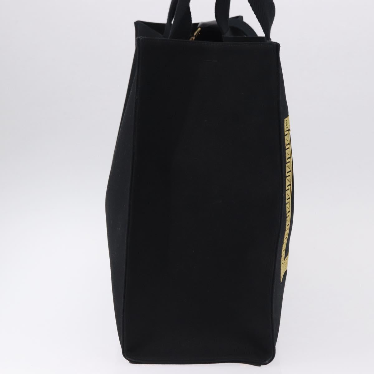 FENDI FENDACE Tote Bag Canvas 2way Black Gold 7VA558 Auth ka5494M
