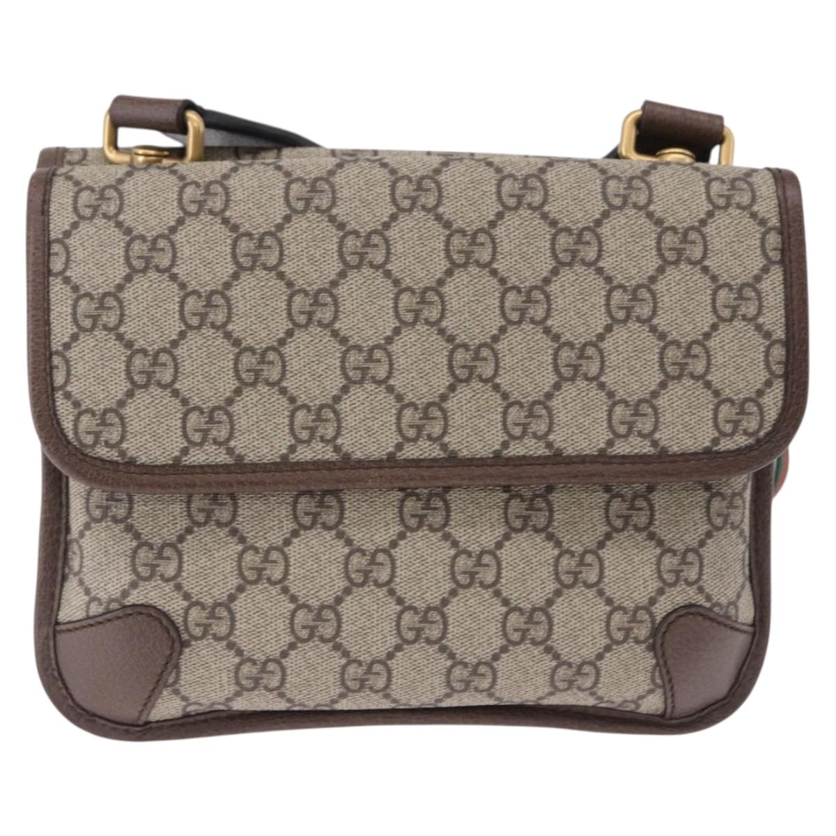 GUCCI GG Supreme Cathead Small Messenger Bag PVC Beige Gold 501050 Auth ka5496M