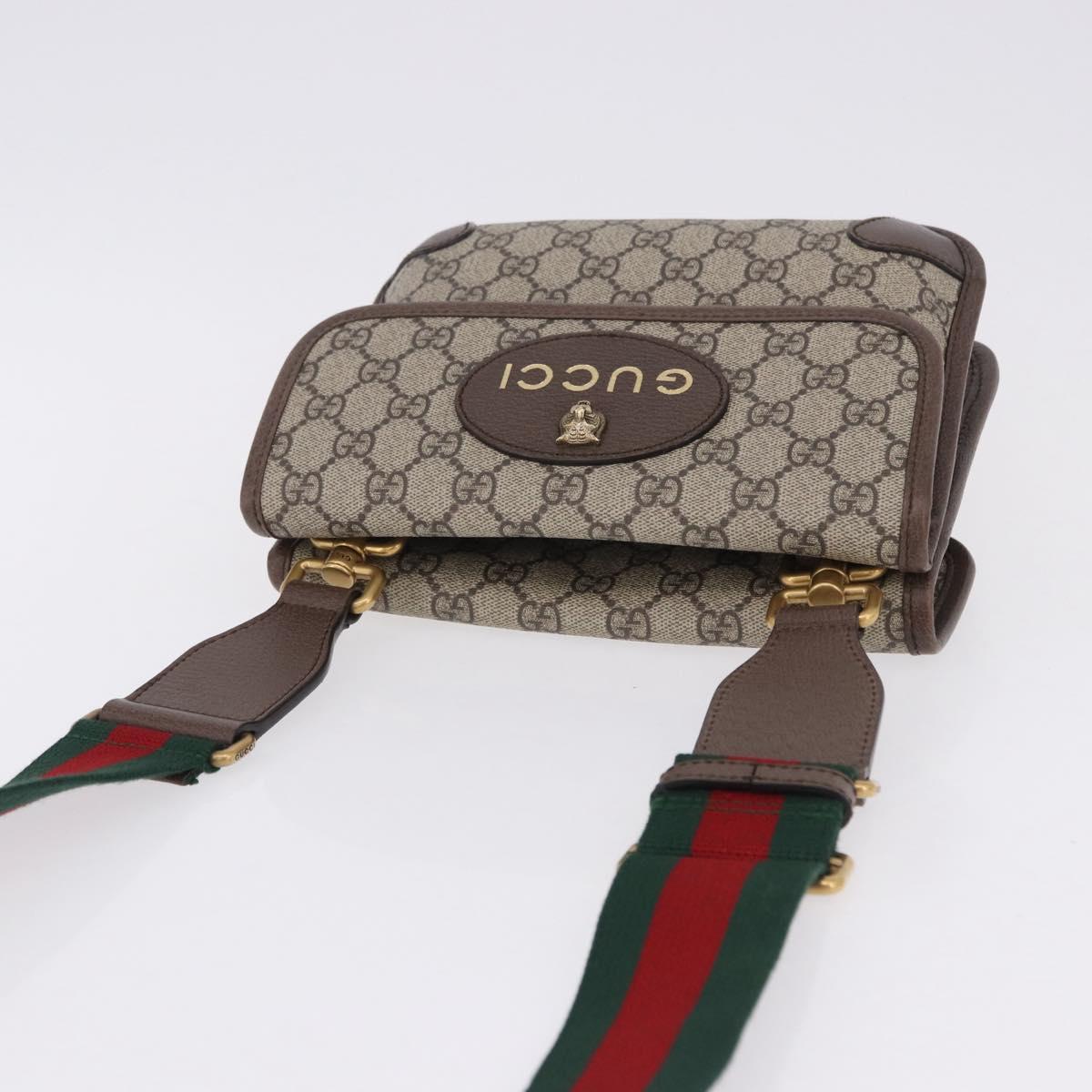 GUCCI GG Supreme Cathead Small Messenger Bag PVC Beige Gold 501050 Auth ka5496M